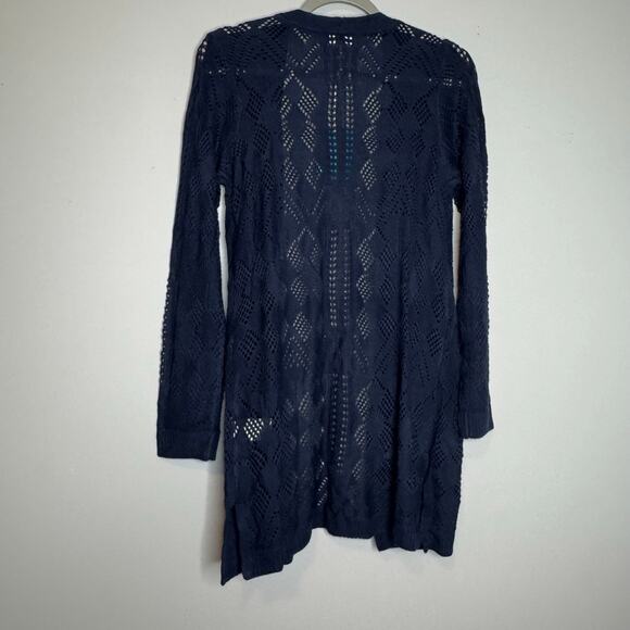 Market & Spruce Cecily Pointelle Open Duster Cardigan Blue NWT Size Small - Picture 6 of 10